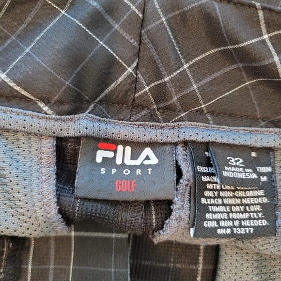 💕 Fila Sport Golf Black & Gray Plaid Shorts Men's Size 32 - Picture 11 of 11